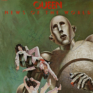 myRockworld memorabilia: Queen - Album News of the World, 1977, Ultra rare, signed by Freddie Mercury ( R.I.P.), Brian May, Roger Taylor and John Deacon